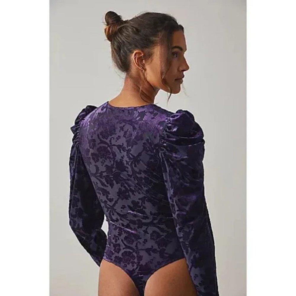 Free People Magic Hour Bodysuit in Deep Sea Purple Combo Small Medium Retail $98 - Picture 10 of 10